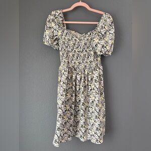 H&M Black and White Floral Midi Dress